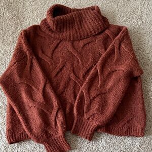 Madewell Somervell Modern Cable Turtleneck Sweater, Size L, Heather Cinnabar